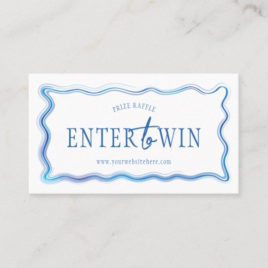 手描きの青と白のビジネス ロゴ ラッフル チケット (正面)