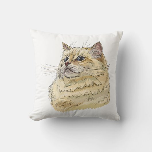 手描きの面白いふわふわラグドール猫 クッション (正面)