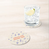 手描きの音楽ノートイラスト 40歳の誕生日 ラウンドペーパーコースター (インサイチュ)