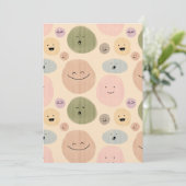 手描きの顔の表情 シームレスパターン 招待状 (スタンド正面)