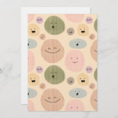 手描きの顔の表情 シームレスパターン 招待状 (正面/裏面)