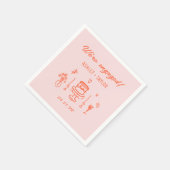 手描きの風変わりで楽しいレトロな婚約パーティー スタンダードカクテルナプキン (角)