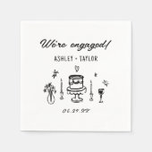 手描きの風変わりなエンゲージメントパーティー スタンダードカクテルナプキン (正面)