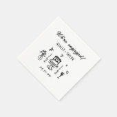 手描きの風変わりなエンゲージメントパーティー スタンダードカクテルナプキン (角)