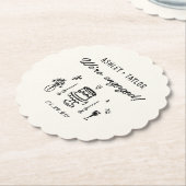 手描きの風変わりなエンゲージメントパーティー ペーパーコースター (アングル)