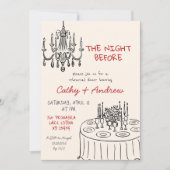 手描きの風変わりなリハーサルディナーの前の夜 招待状 (正面)