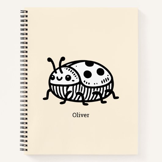 手描きの魅力的なカブトムシのイラスト ノートブック (正面)