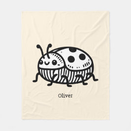 手描きの魅力的なカブトムシのイラスト フリースブランケット