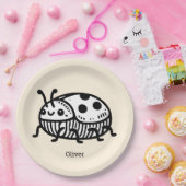 手描きの魅力的なカブトムシのイラスト ペーパープレート (パーティー)