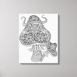 手描きの魔法のきのこの落書き6 キャンバスプリント