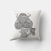 手描きの魔法のきのこの落書き クッション (裏面)