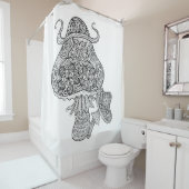 手描きの魔法のきのこの落書き シャワーカーテン (インサイチュ)