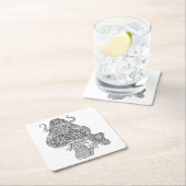 手描きの魔法のきのこの落書き スクエアペーパーコースター (インサイチュ)