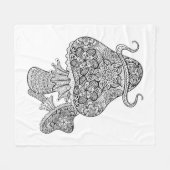 手描きの魔法のきのこの落書き フリースブランケット (正面(横))