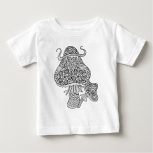 手描きの魔法のきのこの落書き ベビーTシャツ