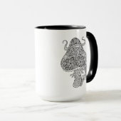 手描きの魔法のきのこの落書き マグカップ (正面右)