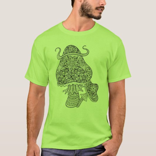 手描きの魔法のきのこの落書き Tシャツ (正面)