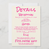 手描きの鮮やかなピンクのレトロな両面ウェディング 招待状 (裏面)