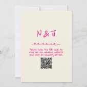手描きの鮮やかなピンクのレトロファンキーな結婚式のQRコード 招待状 (裏面)