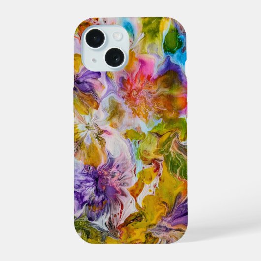 手描きの鮮やかな抽象芸術 iPhone 15 カバー (裏面)