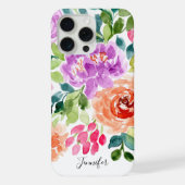 手描きの鮮やかな水彩花柄 iPhoneケース (裏面)
