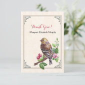 手描きの鳥のパーソナライズなサンキューカード サンキューカード (スタンド正面)