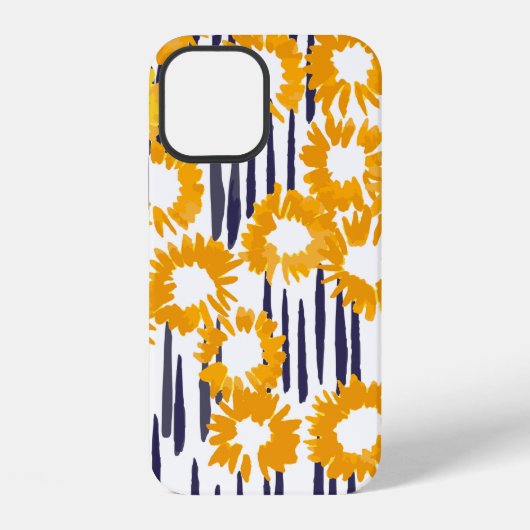手描きの黄色い花のシームレスパターン iPhoneケース (裏面)