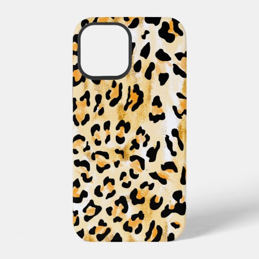 手描きの黄色と白のヒョウのシームレス柄 iPhoneケース (裏面)
