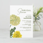 手描きの黄色と緑の花の花嫁のシャワーパーティー 招待状 (スタンド正面)