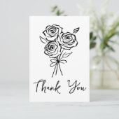 手描きの黒いバラの花束 ブライダルシャワーの感謝カード サンキューカード (スタンド正面)