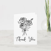 手描きの黒いバラの花束 ブライダルシャワーの感謝カード サンキューカード (正面)