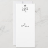 手描きの黒と白の結婚式ディナーメニューカード 招待状 (正面)