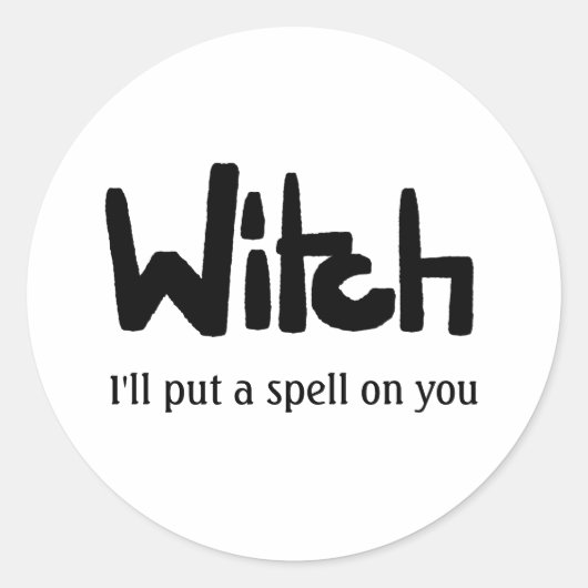 手描きの黒インクで書かれた魔女っぽい言葉 ラウンドシール (正面)