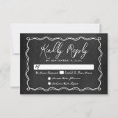 手描きの黒板のウィムジカルな結婚式 出欠カード (正面)