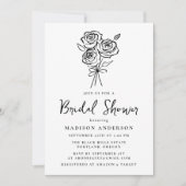 手描きの黒薔薇の花束　写真　ブライダルシャワー 招待状 (正面)