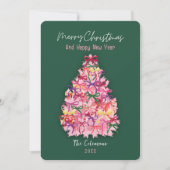 手描きの コケティッシュなリボンの木 新年のご挨 シーズンカード (正面)