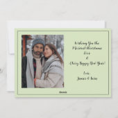 手描きの「ジョイ・トゥ・ザ・ワールド」ミニマル2枚写真 シーズンカード (裏面)