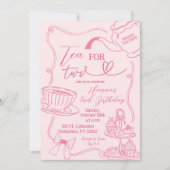 手描きの「Tea For Two」2歳の誕生日 招待状 (正面)