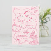 手描きの「Tea For Two」2歳の誕生日 招待状 (スタンド正面)