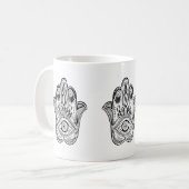 手描きのHamsa コーヒーマグカップ (正面左)