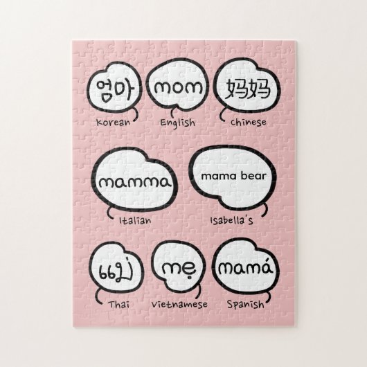 手描きのMomタイポグラフィーピンクの母の日 ジグソーパズル (縦)