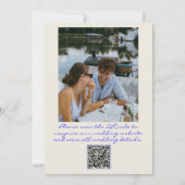 手描きのQRコードがユニークな写真ウェディング 招待状 (裏面)