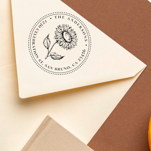 手描きひまわり丸ファミリー差出人住所 セルフインキングスタンプ