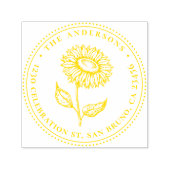 手描きひまわり丸ファミリー差出人住所 セルフインキングスタンプ (デザイン)