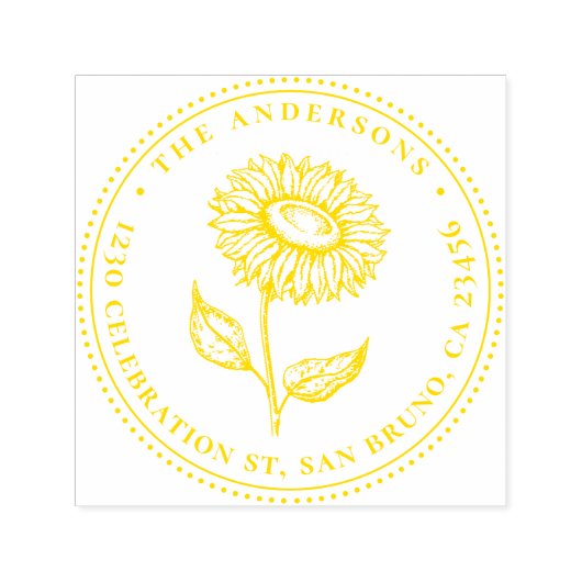 手描きひまわり丸ファミリー差出人住所 セルフインキングスタンプ (デザイン)