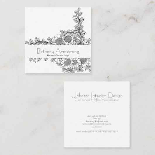 手描きひまわり名刺 スクエア名刺 (正面/裏面)