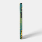 手描きひまわり ミントブルー iPhoneケース (左側面)