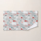 手描きよくはしゃぐクリスマスツリーレッドセージ緑 バスタオルセット (ハンドタオル)