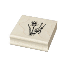 手描きアイリスフラワー、オリジナルファインアート ラバースタンプ