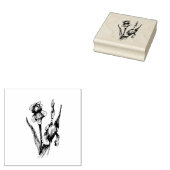 手描きアイリスフラワー、オリジナルファインアート ラバースタンプ (押印)